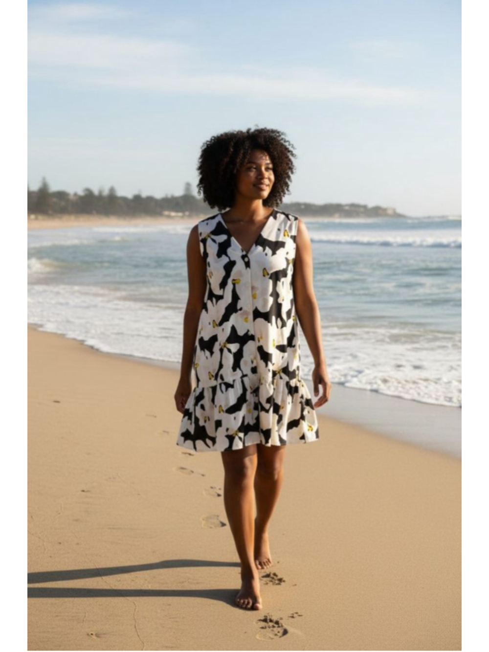 Nine West Mini Dress Plus Size XXL White Black Floral